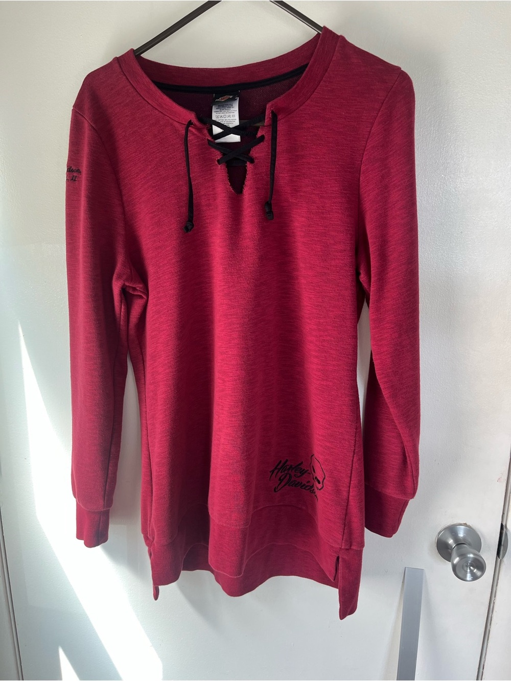 Harley-Davidson Women's Lace-Up Burgundy Pullover Sweatshirt